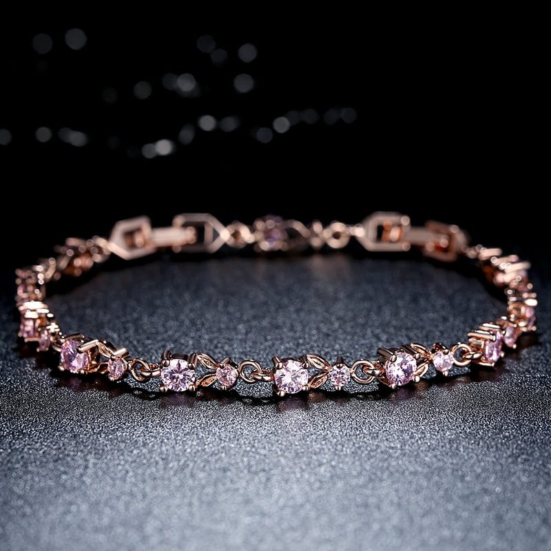 WOSTU 14K Gold Plated 3mm Cubic Zirconia Classic Adjustable Tennis Bracelet |Gold Bracelets for Women |Bride Bracelet for Wedding|Size 6.5-8 Inch - Image 3